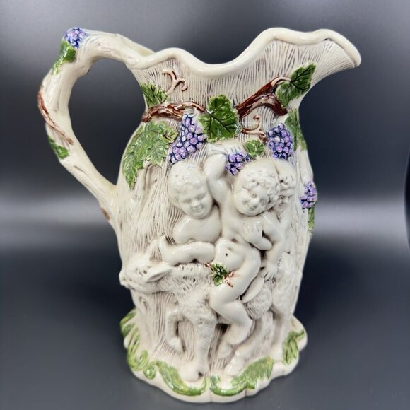 Vintage 1975 Hand Painted Ceramic Jug Pitcher Carafe Artist Signed Naked Men VTG - Picture 13 of 14